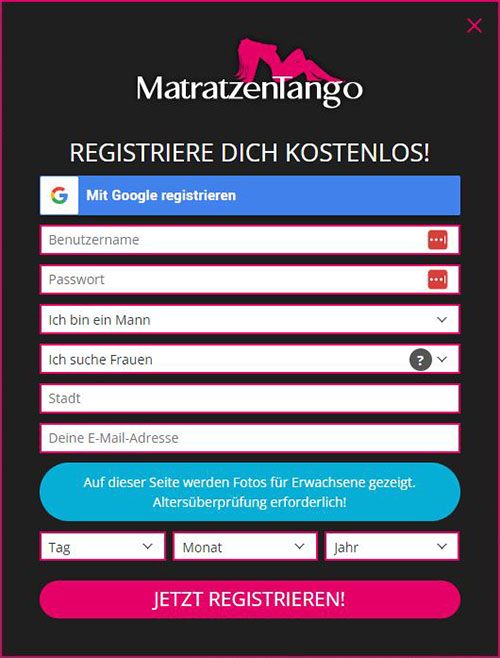 Registrierung (Wie kann ich mich auf Matratzen Tango anmelden?)